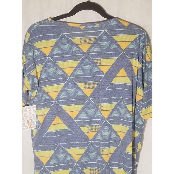 lularoe Irma tunic short sleeve geometric blue orange yellow xs READ new - Picture 3 of 9
